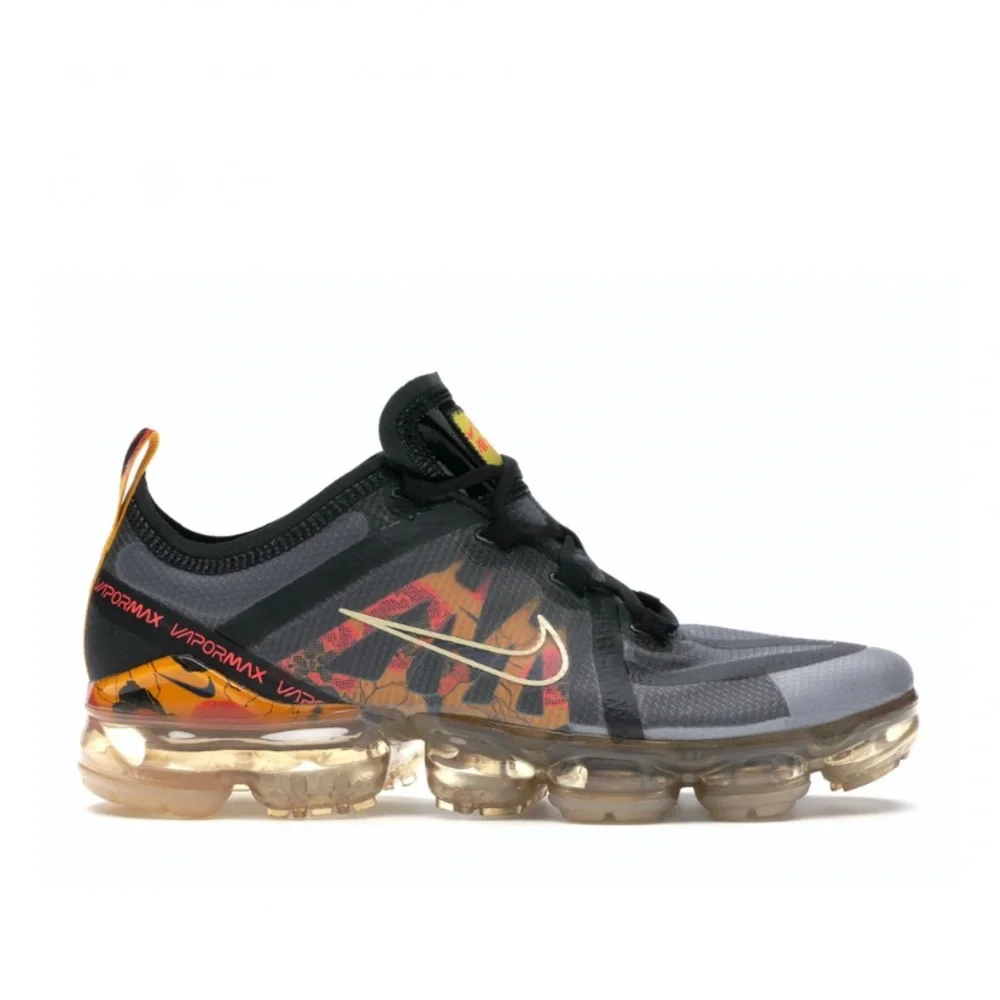 Nike Women's Air VaporMax Sneakers in Black, Orange and Gold